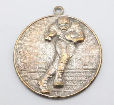 Vintage Football Medal Silver Tone Metal Copper Retro Sports Medallion Charm • $34.99