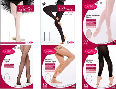 £5.50 • Buy Girls Dance Tights Ballet - Convertible Stirrup Seamer Footed Fishnet Footless