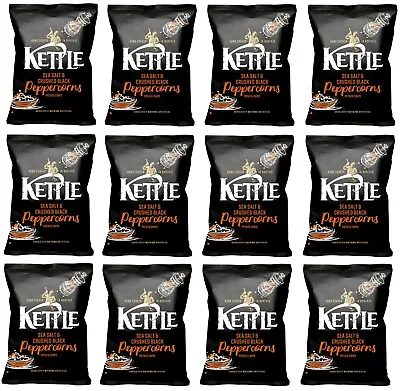 12 X KETTLE Chips Sea Salt & Crushed Black Peppercorn Sharing Crisps Snacks 130g • $93.96