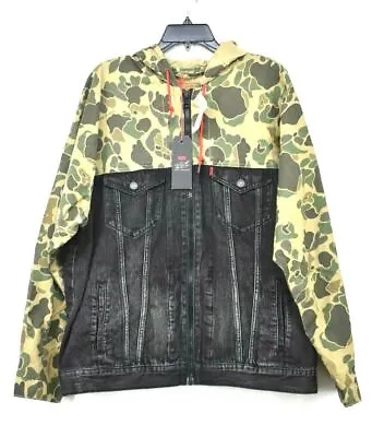 Levis X Justin Timberlake Black Camo Mens Hybrid Trucker Hoodie Full Zip $148 XL • $48.71