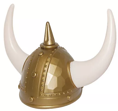 Adult Gold Medieval Viking Helmet With Horns Barbarian Halloween Costume Prop • $12.70