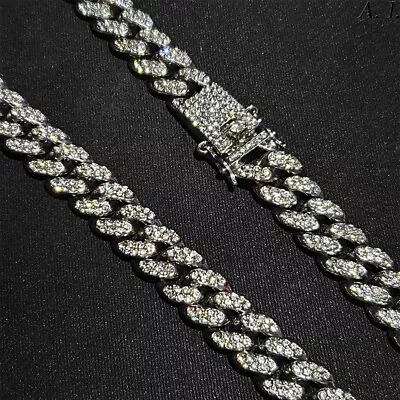 Iced Cuban Chain 12MM 24  Silver Miami Ice Hip Hop Bling Curb Link Necklace  • £9.99