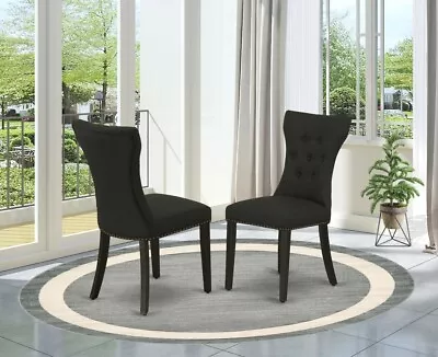 East West GAP1T24 Gallatin Parson Chair W/ Blacked Leg & Black Fabric - Set Of 2 • $57.57