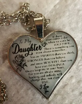 To My Daughter Silver Heart Necklace With Poem • $10.87