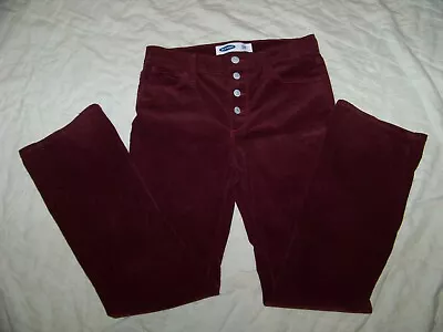 Girls Old Navy Burgundy Corduroy Jeans - Size 12 Plus - Button Fly - Flare • $13.99