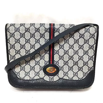 Vintage Gucci Crossbody Bag Sherry Line Navy Blue PVC 3547468 • $26