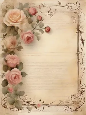 50 Stationery Vintage Antique Roses Design Writing Papers Design #1 • $20