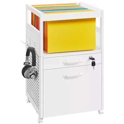 Filing Cabinet 2-Drawer Office Vertical File Cabinets W/Lock & Wheels For Office • $68.99