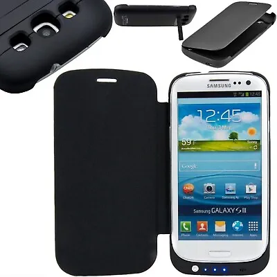 Power Flip Case Charging Cover For Samsung Galaxy S3 I9300 SIII 3200 MAh Battery • £6.99