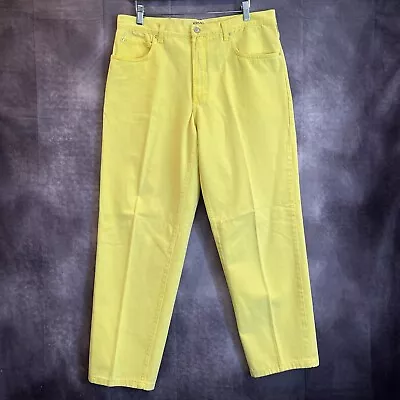 Vintage Versace Jeans Men's 34x30 Yellow Couture Baggy Fit 90's EUC • $44.99