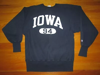 $49.99 • Buy IOWA HAWKEYES Vtg 80s 90s Champion Reverse Weave #94 Sweater Sweat Shirt T L