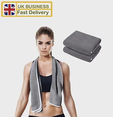 2 X Desired Body Fitness Gym Towel For Workout Sports And Exercise Soft Grey • £6.99