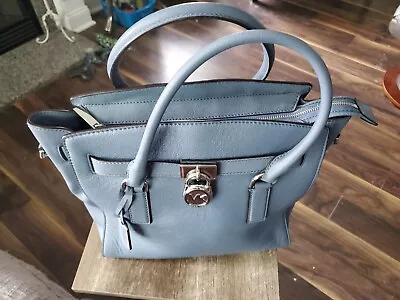Michael Kors HAMILTON Bag.  Blue/ Gray With Lock. Great Used Cond • $16