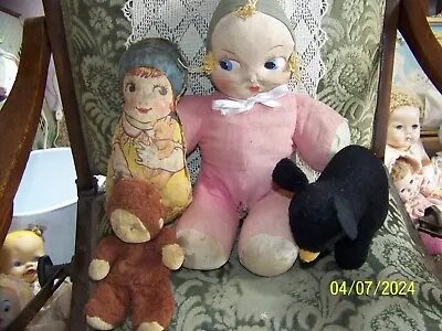 Antique Stuffed Animals Excelsior Filled Bear Rag Doll Monkey  • $5.99