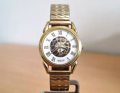 Montine Gols & White Skeleton Dial Expanding Bracelet Quartz Watch • $3.22