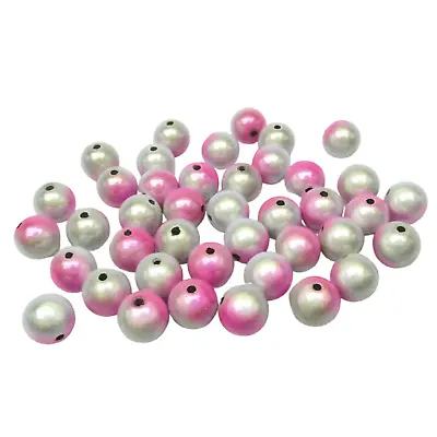 New In 6mm 8mm 10mm White/pink Two Tone 3d Illusion Miracle Round Acrylic Beads  • £1.99