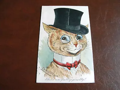 Original  Louis Wain Signed Anthropomorphic Cat Postcard - She's Awfully Pretty. • £29.50