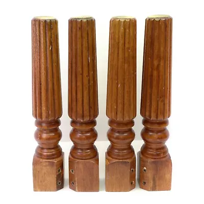 Set Of 4 Wooden Coffee Table Furniture Legs Round Brown Mid-Century 15.5 Vintage • $74.98