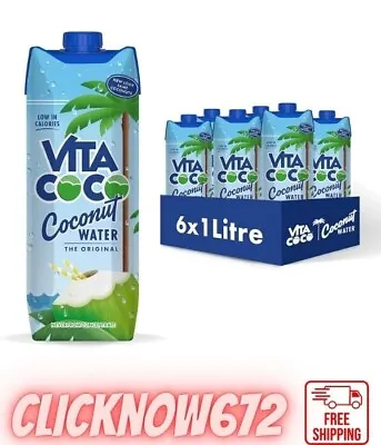 Vita Coco Pure Coconut Water 1L X 6 Naturally Hydrating Packed Electrolytes NEW • £14.27