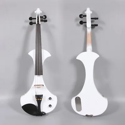 White Electric Violin 4/4 Solid Wood Nice Tone Free Case Bow Ebony Fittings • $224.10