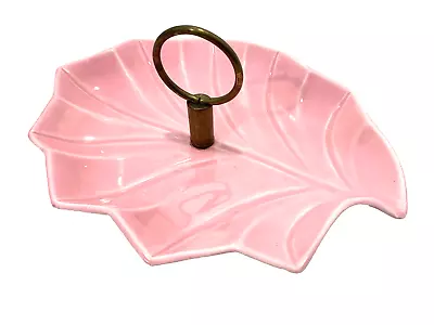 Miramar Of California Pottery 1957 #745B PINK Leaf CANDY Dish Bowl SANDWICHandle • $17.99