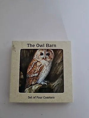 £3.99 • Buy BNIB The Owl Barn Set Of Four Different Cork Back Coasters