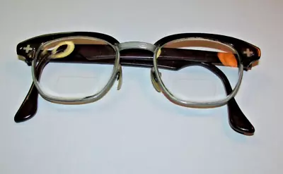 Vintage B&L USA 6 20_46 Safety BROWN Horn Rim Eyeglasses MCM BAUSCH+LOMB • $125