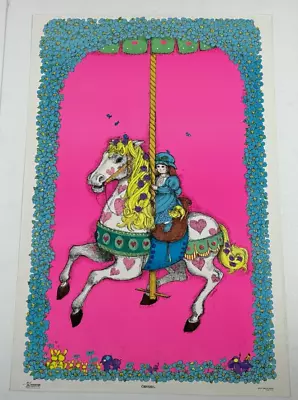 CAROUSEL Gary Patterson Blacklight Vintage Poster 1972 Girl Merry Go Round Horse • $35