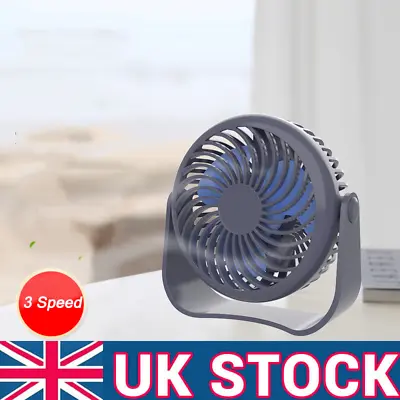 £4.59 • Buy Rechargeable Mini USB Desk Fan Portable Small Quiet 3 Speed Table Cooling Fan