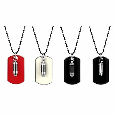 Men Army Military Dog Tag Stainless Steel Pendant Bullet Bead Chain Necklace 27  • $8.99