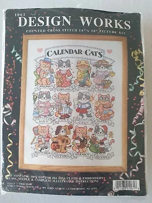 Design Works Calendar Cats Vintage 14 Count Cross Stitch Kit 14  X 18  • £19.99