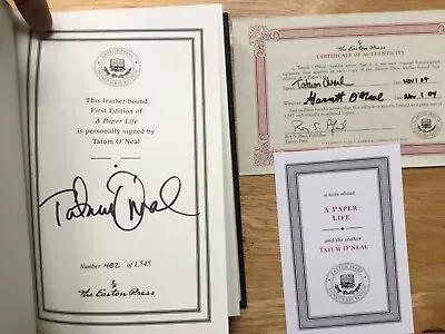 (SSG) TATUM O'NEAL Signed 1st Edition Easton Press Leather Book -  A Paper Life  • $89.95