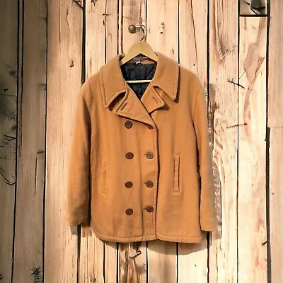 Vintage Brown Double Breasted USN Naval Style US Navy Pea Coat Peacoat Overcoat • $85