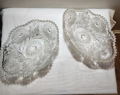 Set Of Millersburg Hobstar Flower Glass Serving Dishes Unusual Dish Lot Of Two  • $59.99