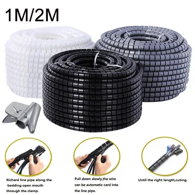 8~25mm Cable Tidy Wire Kit PC TV Organising Wrap Tool  Spiraal Tube Office Home • £3.36