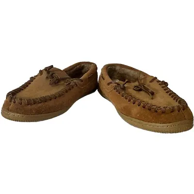 Cabela’s Women’s Size 6 Brown Moccasin Slippers Suede Shearling Slip On • $22.99