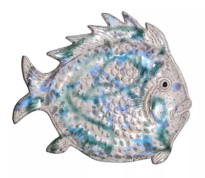 Fish Plate Platter 12” Studio Art Pottery Ceramic Blue Green • $24.99