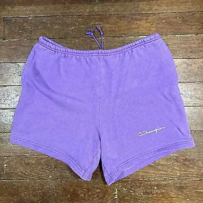 Vintage Champion Purple Fleece Shorts Sweats Mens XL • $12.99