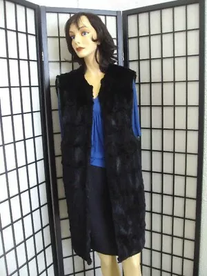 Mint Black Sheared Rabbit Fur Vest Women Woman Sz 6 Small • $86.67