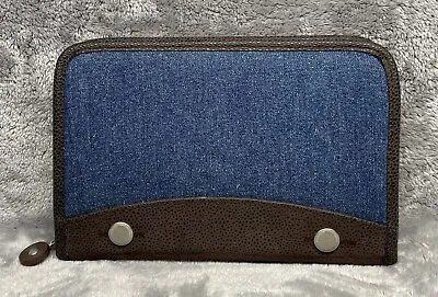 Day Runner Planner 6 Ring Binder Denim Faux Leather Trim Vintage 6x9 • $25.65