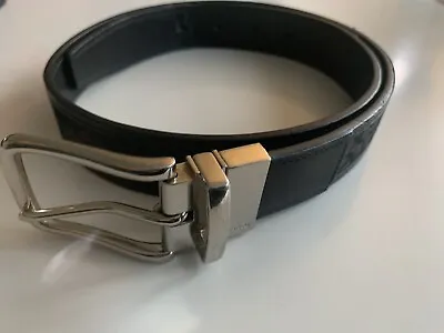 Authentic Coach Harness Buckle Belt Black Leather Reversible Signature Embossed • $54.99