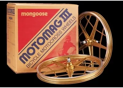 BMX Mongoose Motomag III 3 Gold MAG Wheel Set New In Factory Sealed Box • $500