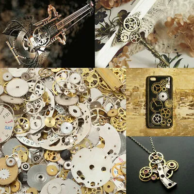 50g Lot Steampunk Old Watch Parts Pieces GEARS COGS WHEEL Novelty DIY Craft Punk • $13.99