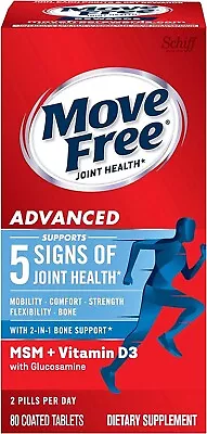 Schiff Move Free Advanced Plus MSM Vitamin D3 80 Tablets Supplement Exp 01/25 • $19.99