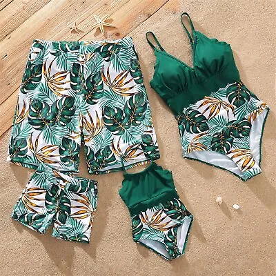 One-pieces Family Matching Outfits Swimsuit Swim Shorts And V Neck Swimwear • $15.65