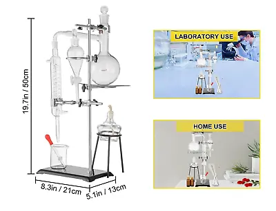 £99.99 • Buy Organic Glass Chemistry Kit Distillation Kit Lab Glassware Round Bottom Kit 25pc