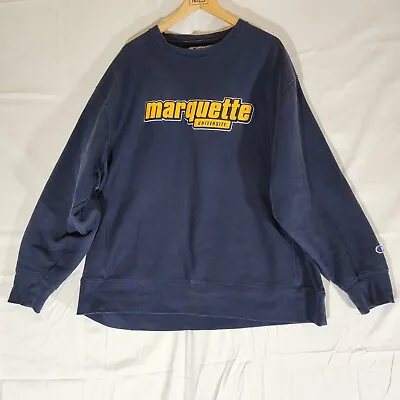 VTG Champion Marquette University Reverse Weave Mens XL Blue Sweatshirt Pullover • $28.50