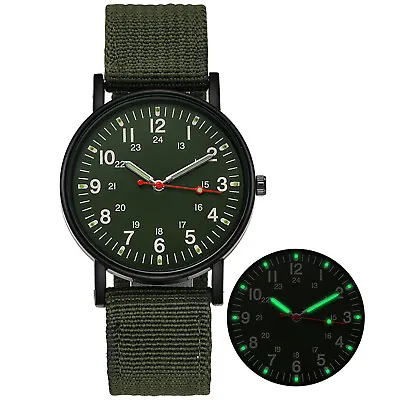 Military Army Mens Canvas Strap Analog Quartz Luminious Sport Wrist Watch Gift • $2.69