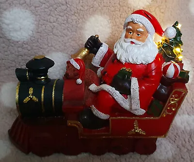 Santa Claus On Train Father Christmas Bell Light Up Decoration Ornament • £15