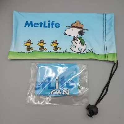 Snoopy Metlife Insurance Eyeglass Sunglass Drawstring Pouch With Cleaning Cloth • $14.99